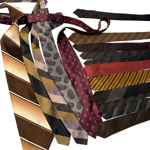 Wembley Other - Vintage 60s 70s Mens Silk Tie Lot 16 Retro Striped Paisley Wembley Beau Brummell